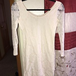 creamed colored dress with flowers